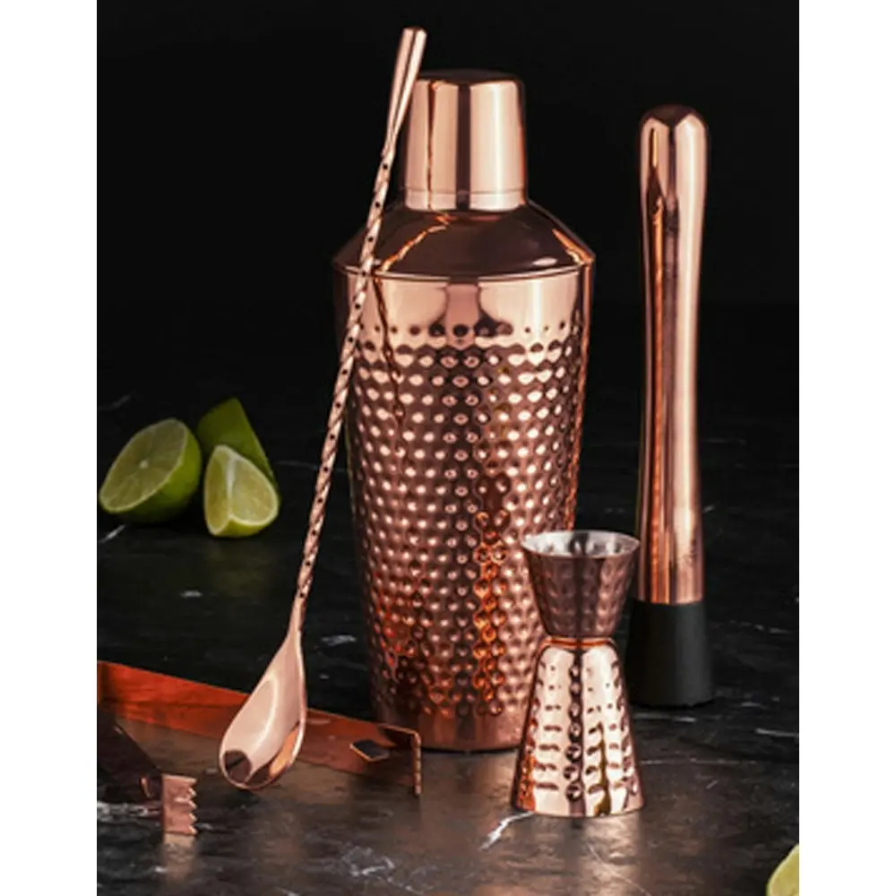 5pc Spencer Hammered Stainless Steel 700ml Cocktail Shaker/Jigger Set Copper