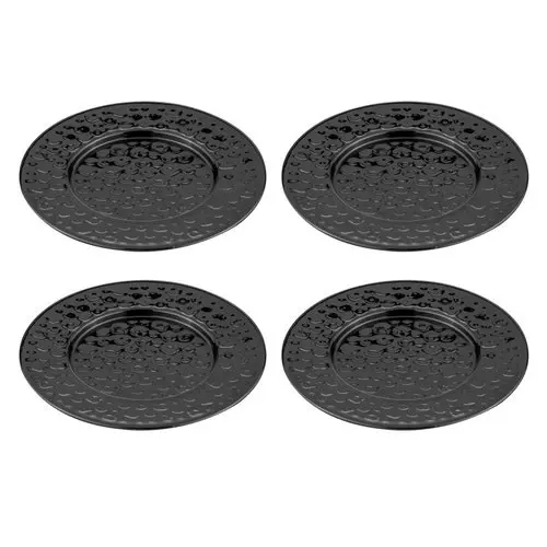 4PK Spencer Hammered 13cm Coaster Set Metallic Stainless Steel Drink Pad Black