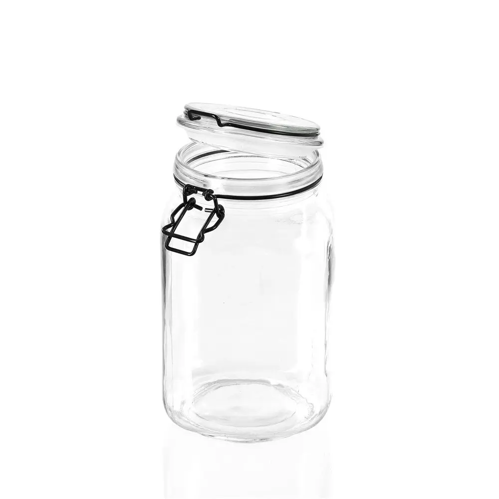 Lemon & Lime Fido 1.5L/20cm Glass Clip Jar Canister Food Storage/Container Clear