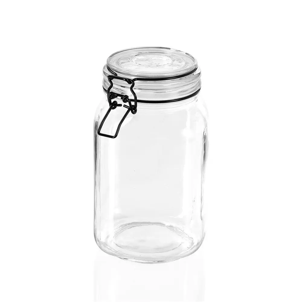 Lemon & Lime Fido 1.5L/20cm Glass Clip Jar Canister Food Storage/Container Clear