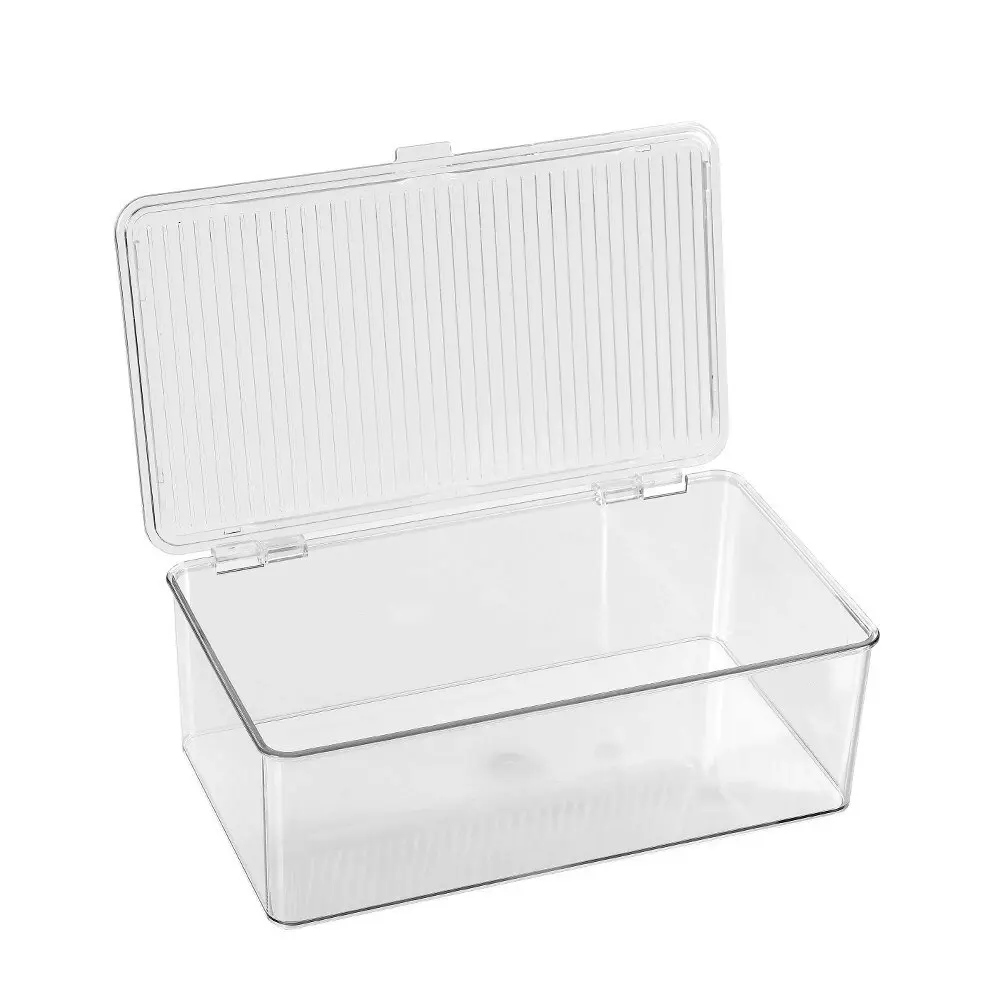 2x Boxsweden Crystal Hinged 2.8L/27.5cm Container Stackable Storage Organiser