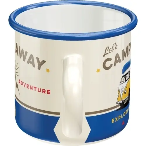 Nostalgic Art VW Bulli Lets Camp Away 360ml Enamel Mug Tea/Coffee Cup w/ Handle