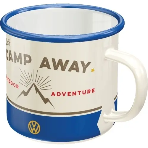 Nostalgic Art VW Bulli Lets Camp Away 360ml Enamel Mug Tea/Coffee Cup w/ Handle