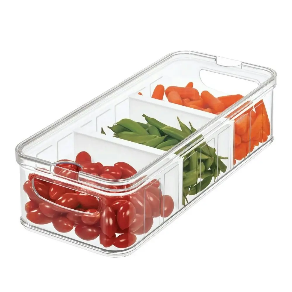 Idesign 38x16.5x9.5cm Crisp Large Divided Fridge/Food Bin/Holder/Container CLR