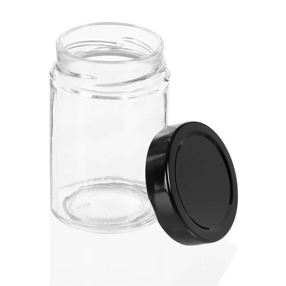 3x 3PK Lemon & Lime Soho Glass Preserve Jar 260ml w/ Black Lid Storage Container