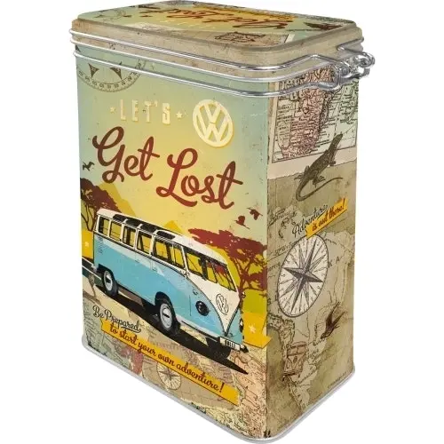 Nostalgic Art 17.5cm/1.3L Clip Top Tin Metal Container Storage VW Let's Get Lost