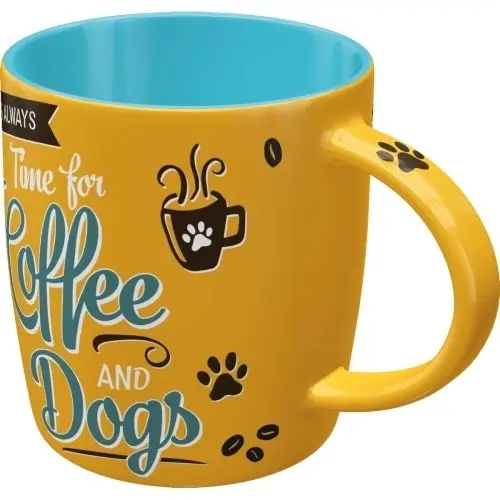 Nostalgic Art Coffee And Dogs 330ml Ceramic Mug Office Tea Drink Cup w/ Handle