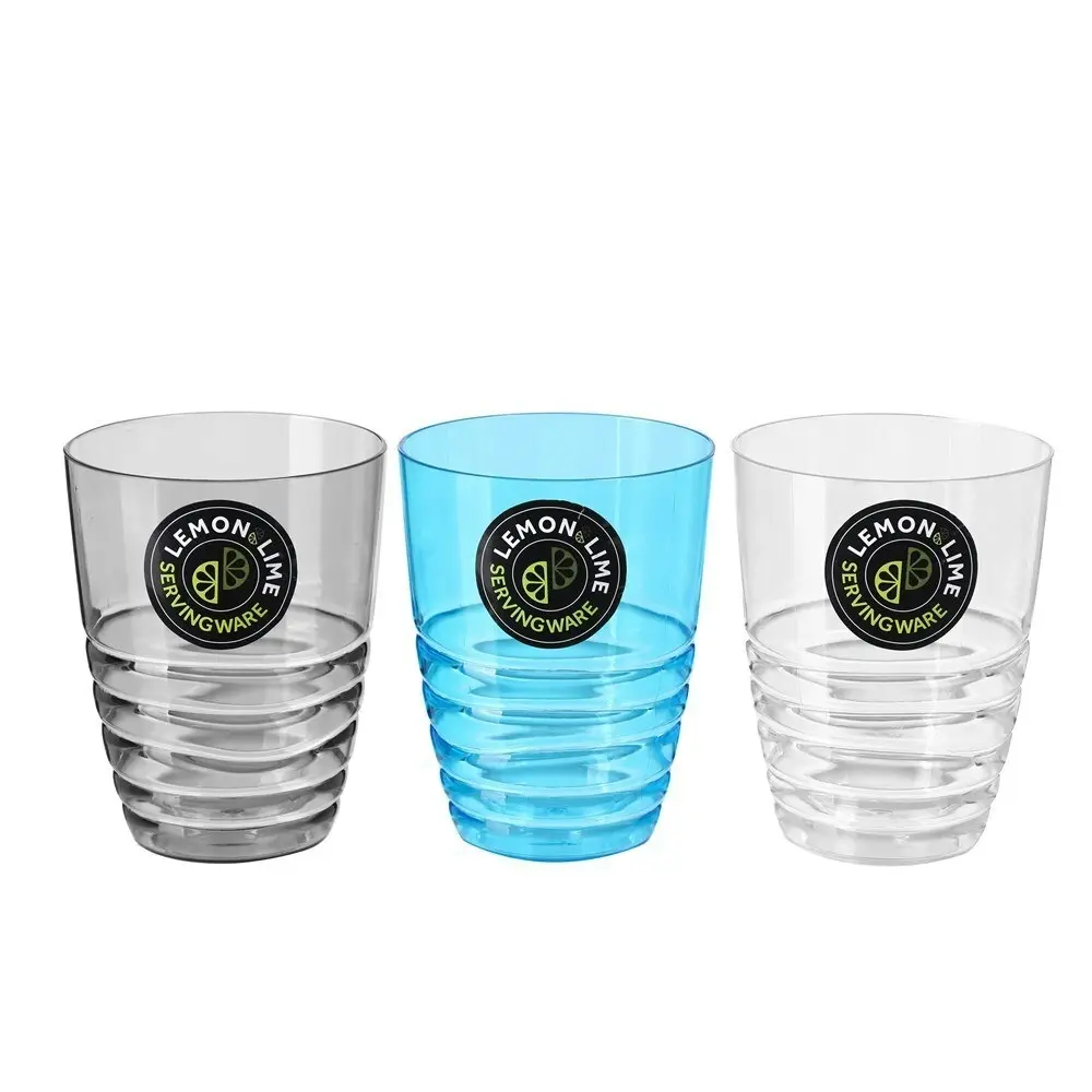 6x Lemon & Lime Wave Deco 500ml Tumbler Water/Juice Drink Party/Picnic Cup Asst