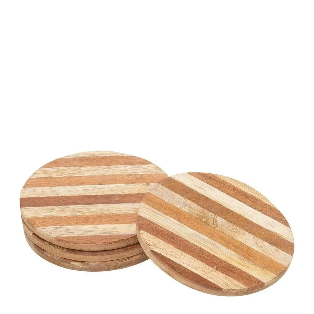 4PK J.Elliot 10cm Wooden Round Willow Coasters Natural Drink Kitchen f/Cups/Mugs