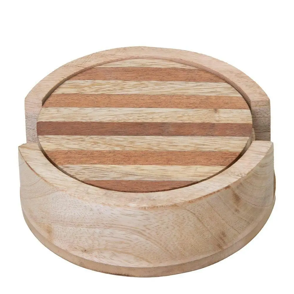 4PK J.Elliot 10cm Wooden Round Willow Coasters Natural Drink Kitchen f/Cups/Mugs