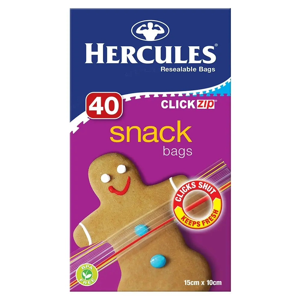 120pc Hercules Click Zip Resealable Snacks Bag 15x10cm Food Storage BPA Free