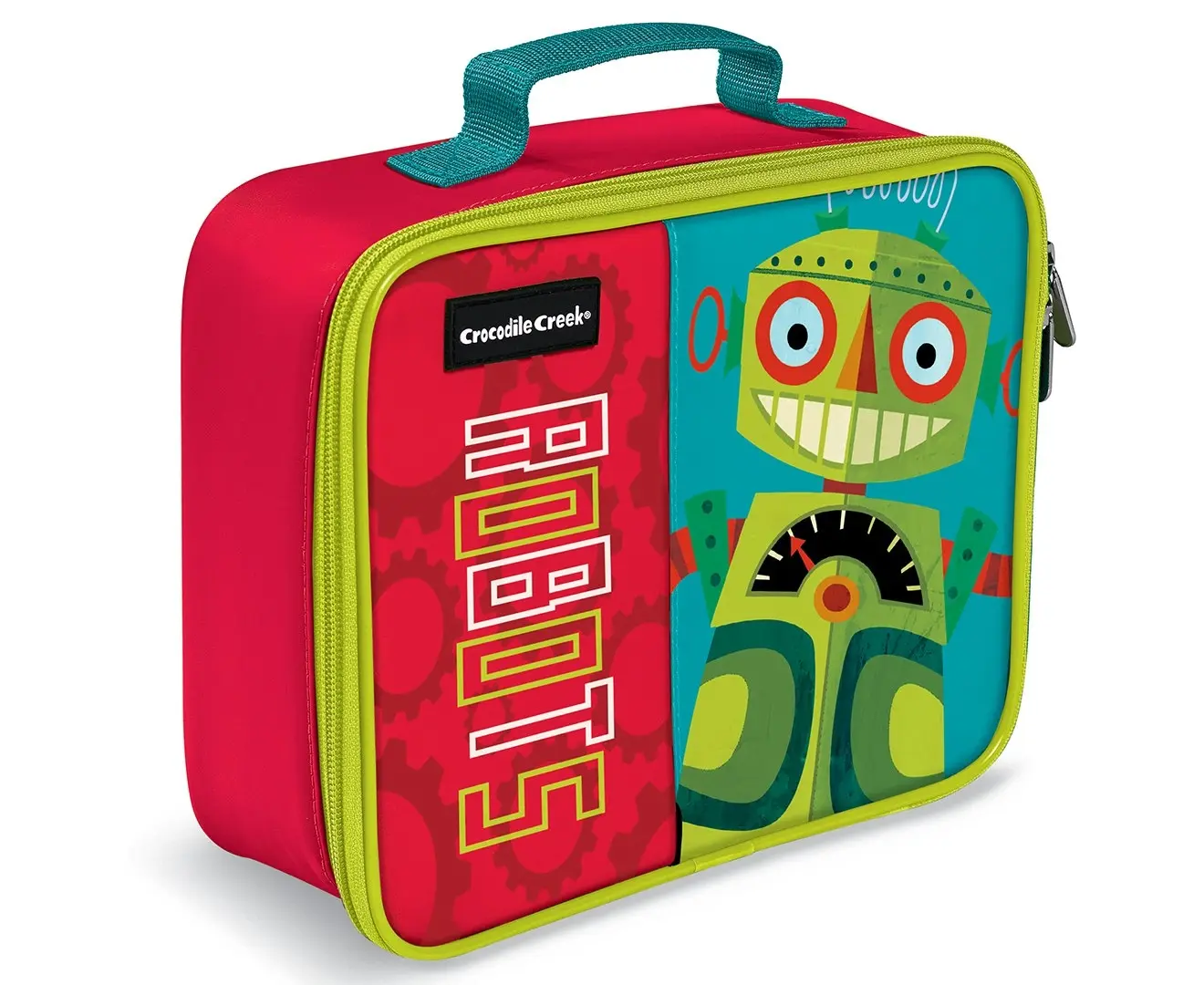 2PK Crocodile Creek Robot Lunchbox/Carry Lunch Bag/Storage f/ Kids/Child Red/GRN