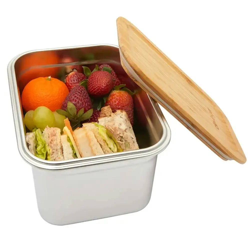 Clevinger 2000ml Stainless Steel Snack Box Lunch Container w/ Bamboo Lid White