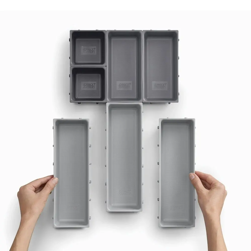 7pc Joseph Joseph Blox Drawer Customisable Organiser Utensil Storage Set Grey