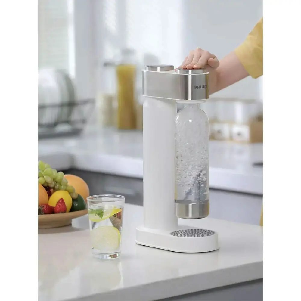 Philips GoZero Soda/Fizzy Sparkling Water Maker w/ 1L Carbonating Bottle White