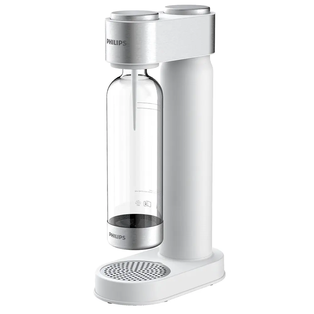 Philips GoZero Soda/Fizzy Sparkling Water Maker w/ 1L Carbonating Bottle White