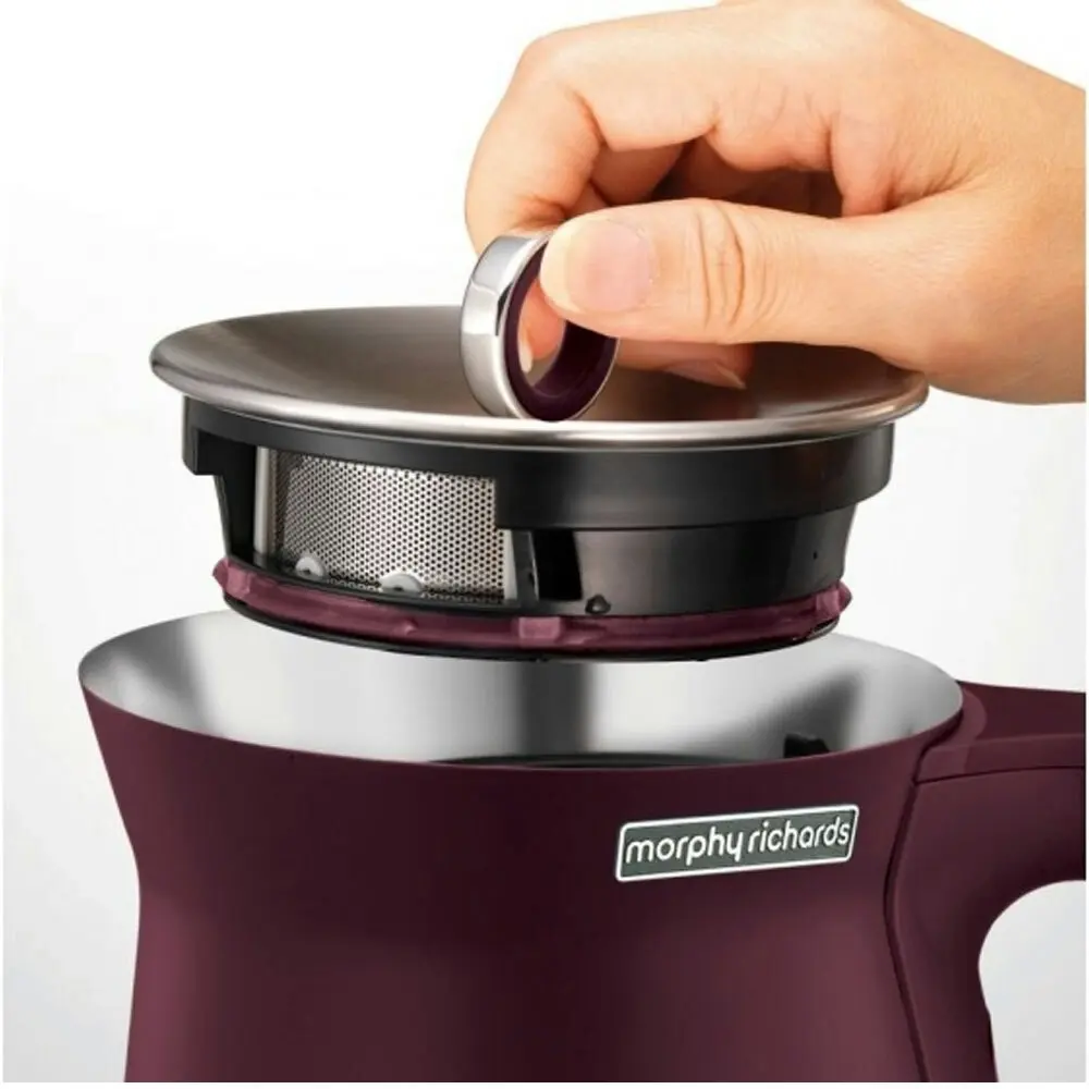 Morphy Richards 1.5L 2200W Cordless Water Kettle Maroon Aspect w/BLK Chrome Base