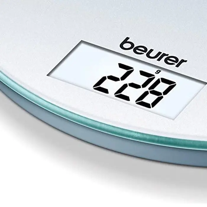 Beurer 19cm/5kg Glass Electronic LCD Digital Round Kitchen Scale/Food Silver