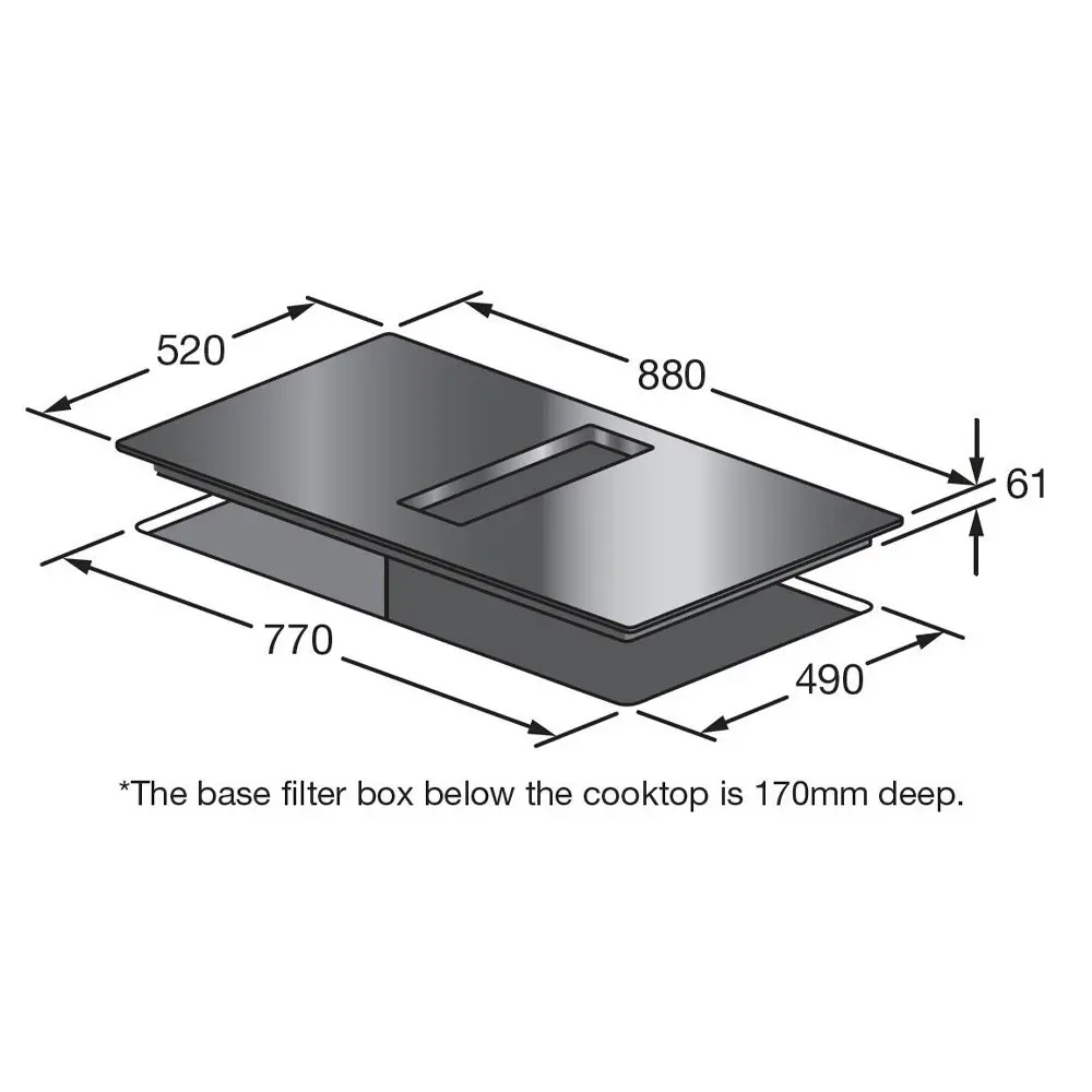 Kleenmaid Induction Electric Cooktop/Hood w/Integrated Down Draft Extractor 90cm