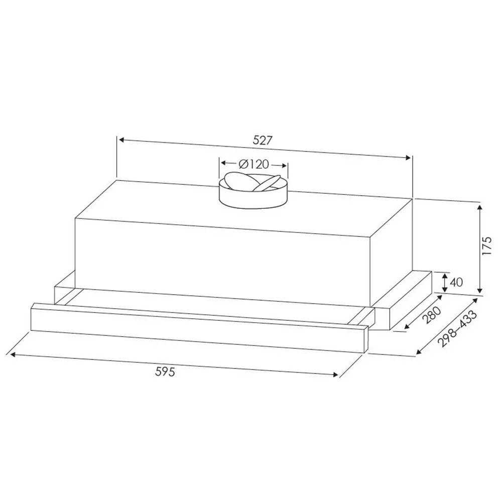 Kleenmaid Slideout Reversible Vent Rangehood Kitchen Odour/Smoke Extraction 60cm