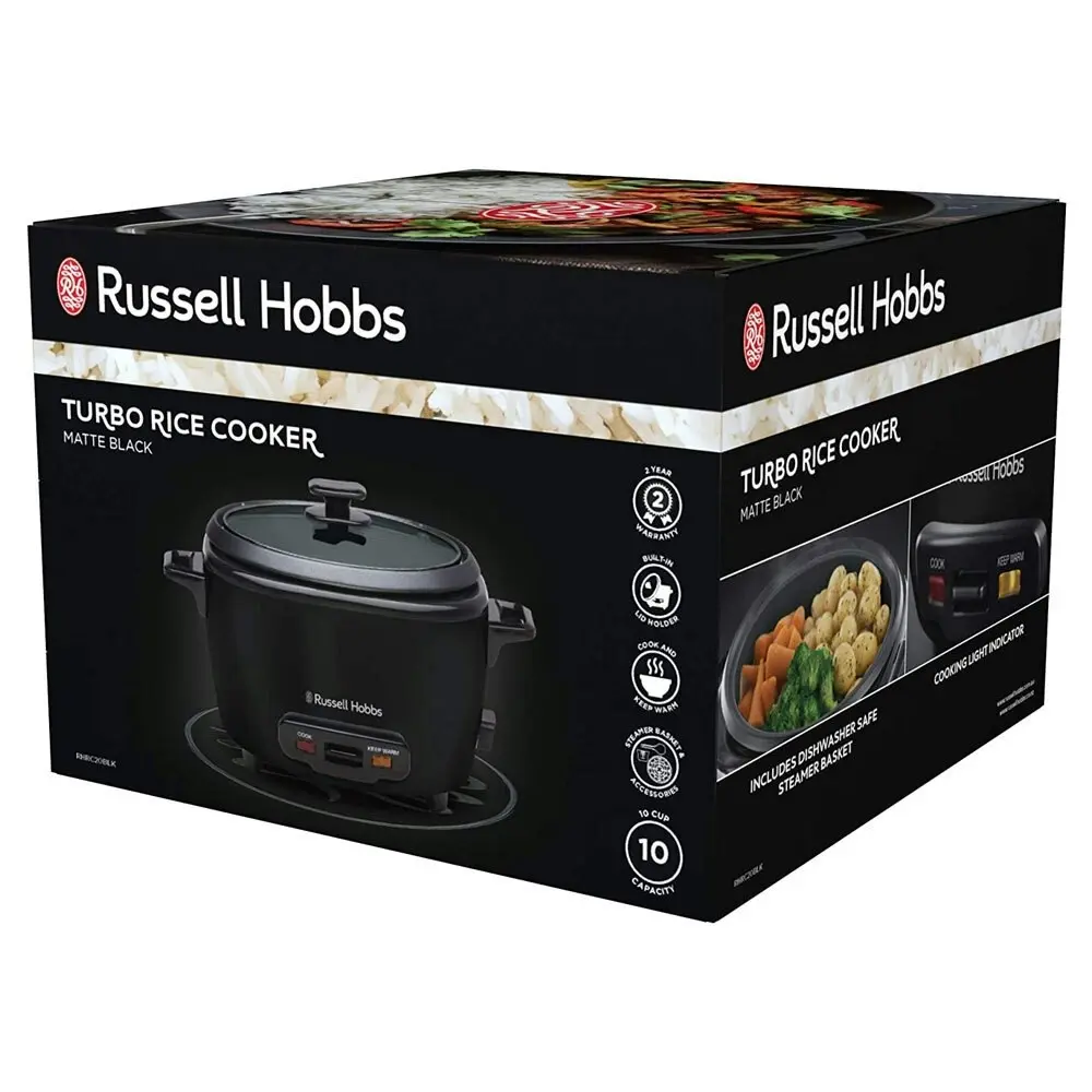 Russell Hobbs RHRC20BLK Turbo Electric Rice Cooker/Steamer 1000 W Non-Stick 3L