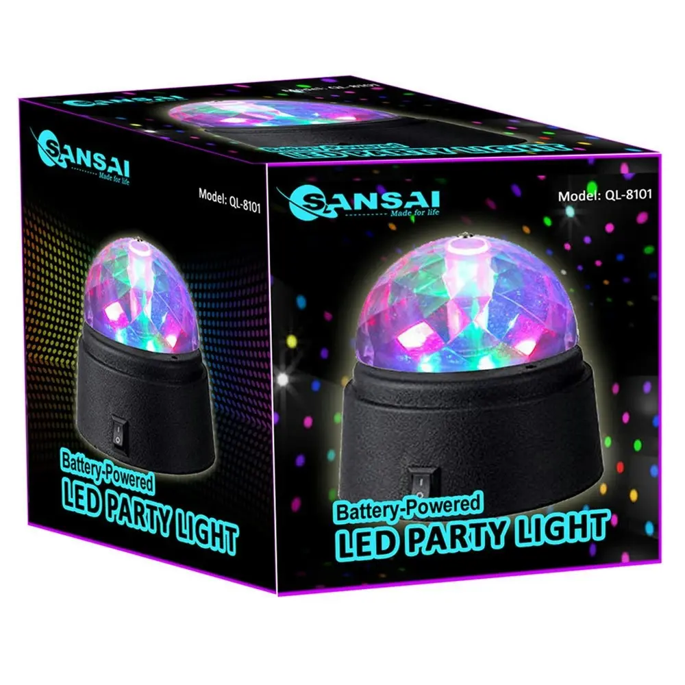 Sansai Battery Powered Mini LED Party Disco Light Spinning/Rotating Indoor 9cm