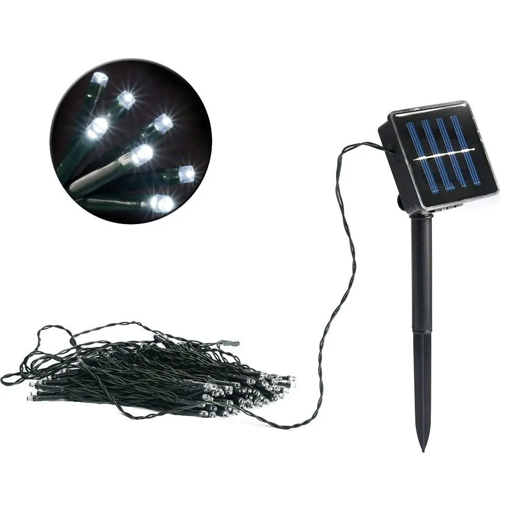 2x Lenoxx 300 Outdoor Solar Power String Fairy LED Lights Christmas Party White