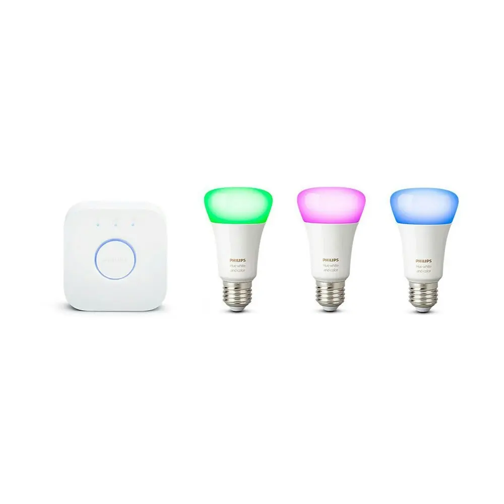 Philips Hue Wi-Fi Starter Kit/2.0 Bridge/Colour E27 LED Light Bulb/2m Lightstrip