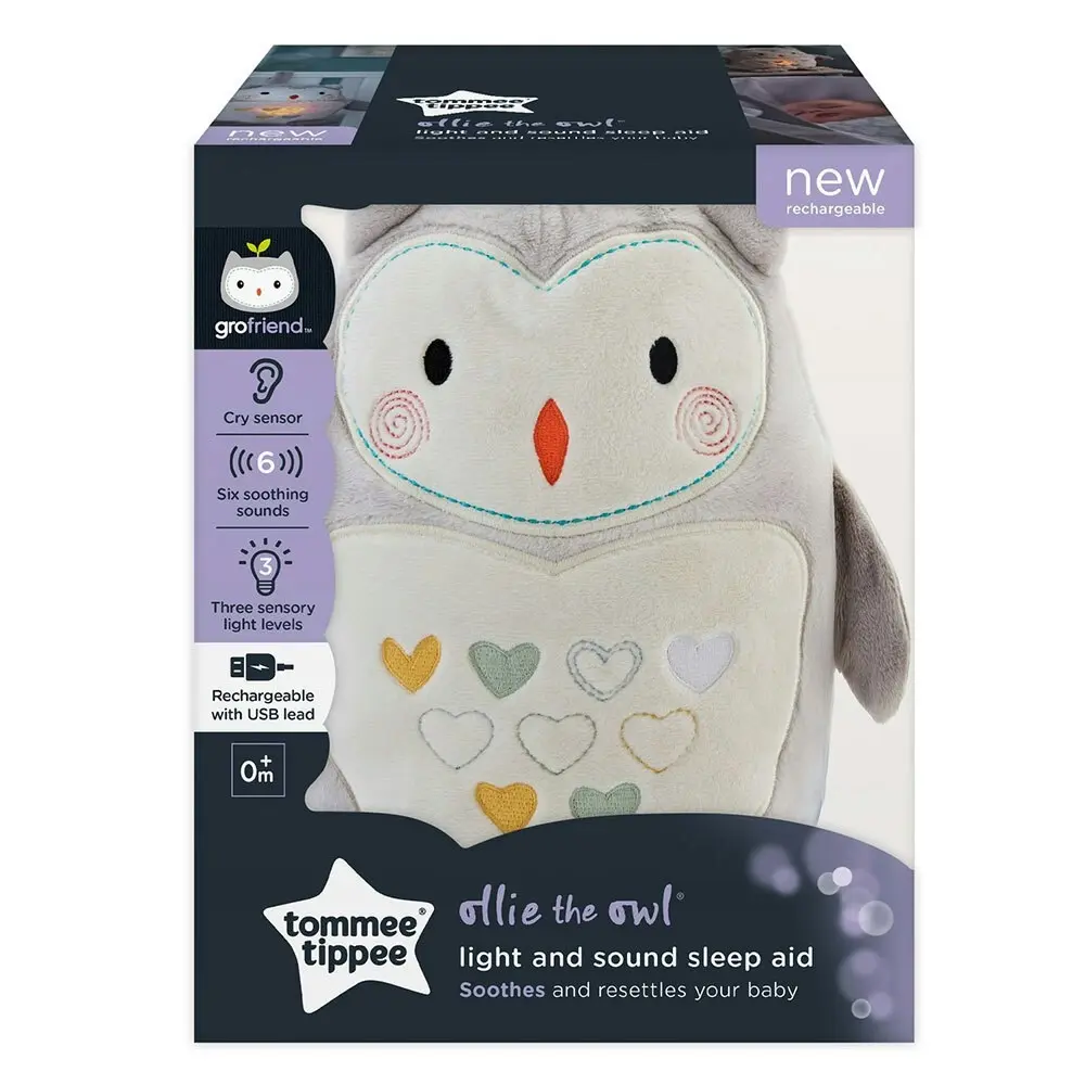 Tommee Tippee Rechargeable Light/Sound Sleep Baby/Toddler Nursery Plush Toy Owl