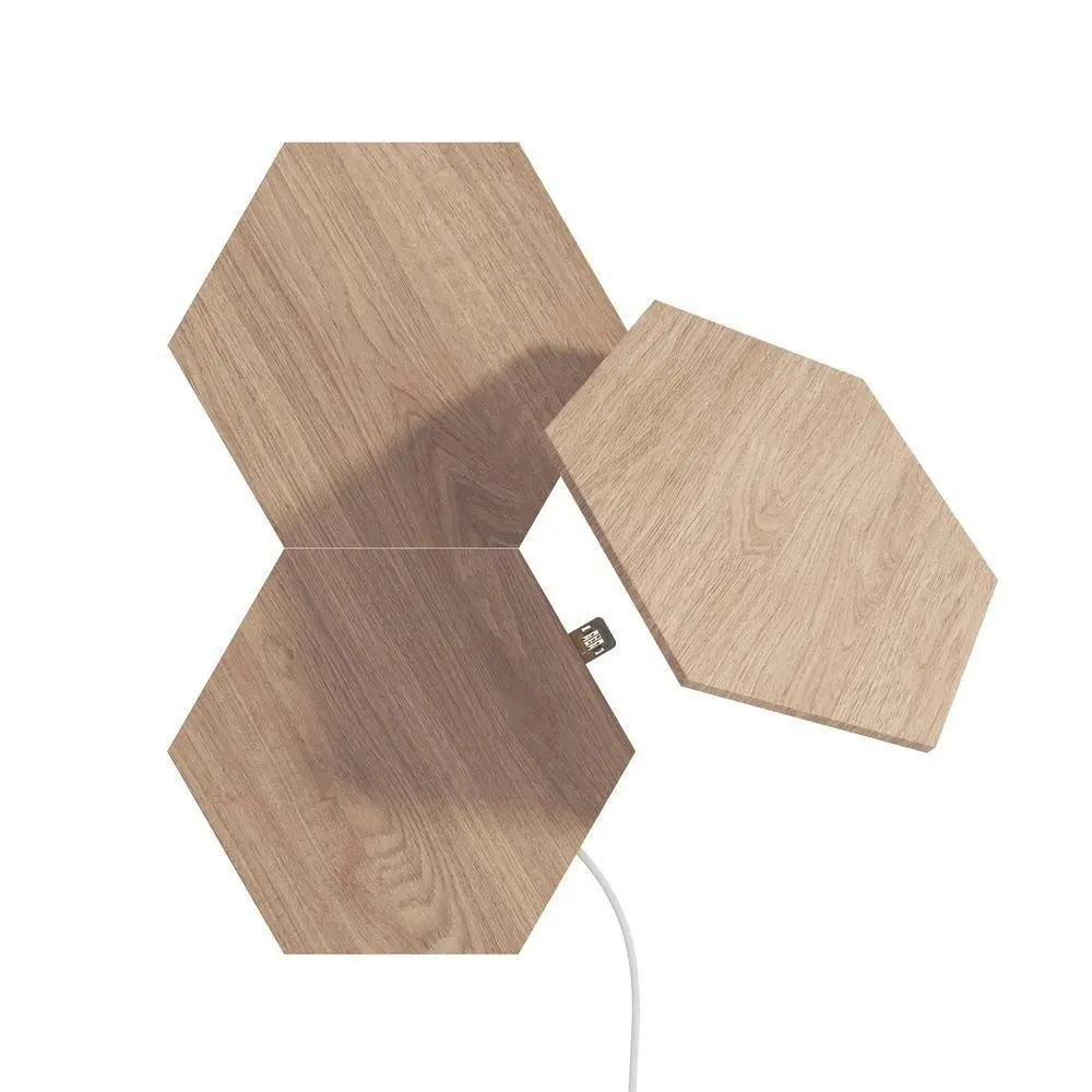 3PC Nanoleaf Elements Wood Look Expansion Pack Hexagon w/Wall  Mounting Plates