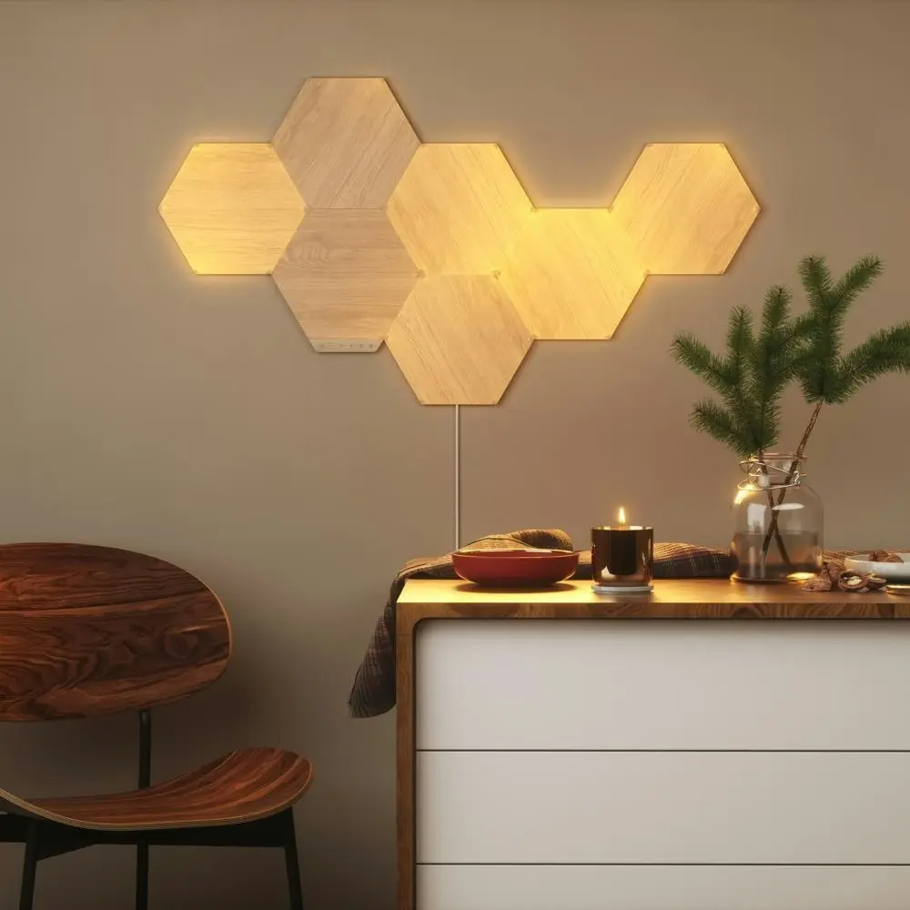 3PC Nanoleaf Elements Wood Look Expansion Pack Hexagon w/Wall  Mounting Plates