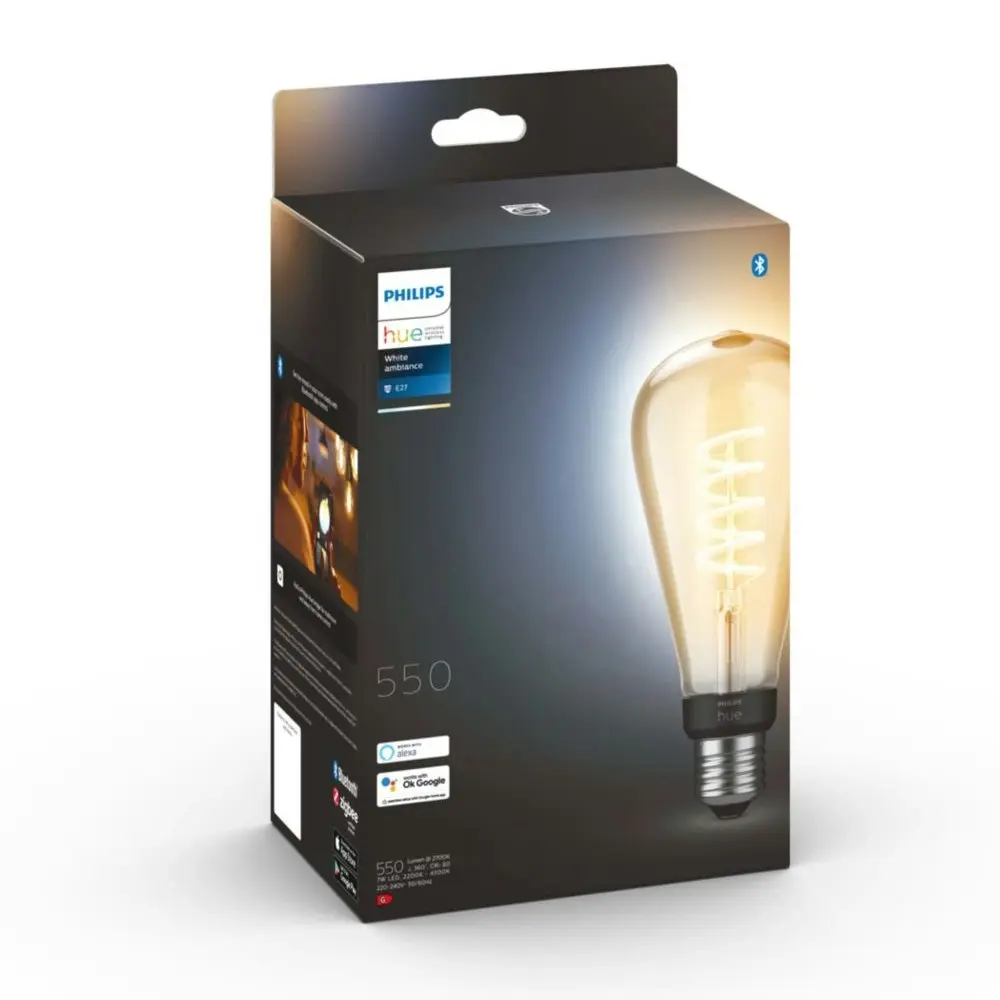 Philips Hue 16cm Smart Light 7W/550lm LED Bulb ST72 E27 Globe w/ Bluetooth White