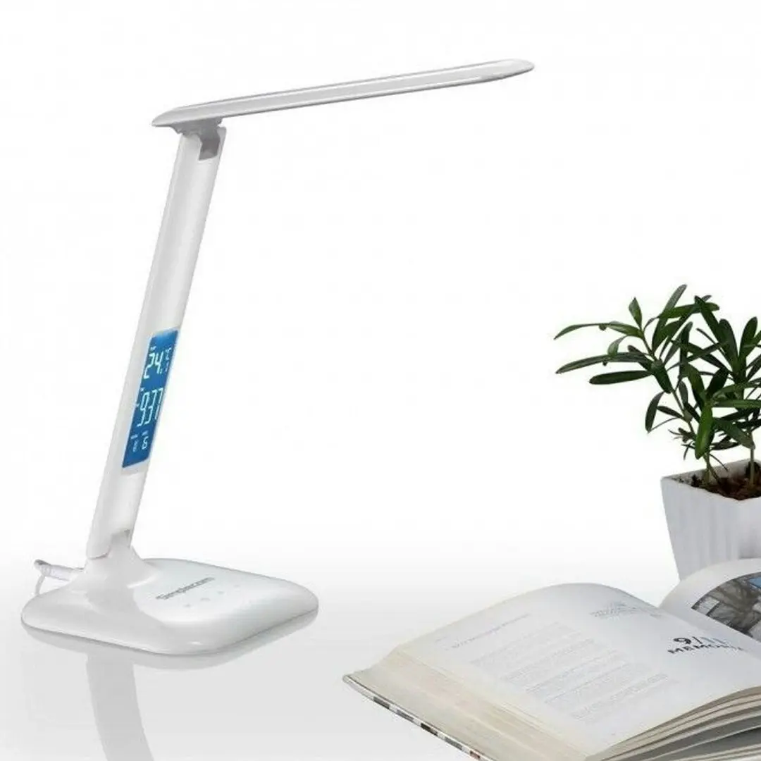 Simplecom EL808 33cm Dimmable 4W LED Desk Lamp/Night Light w/ Digital Clock WHT