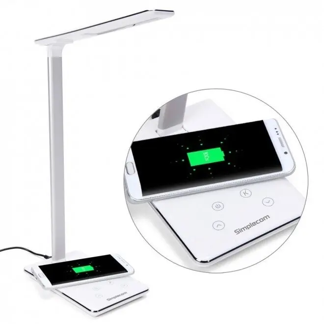 Simplecom 25cm EL818 Dimmable 5W LED Desk Lamp Light w/ Wireless Charger Base