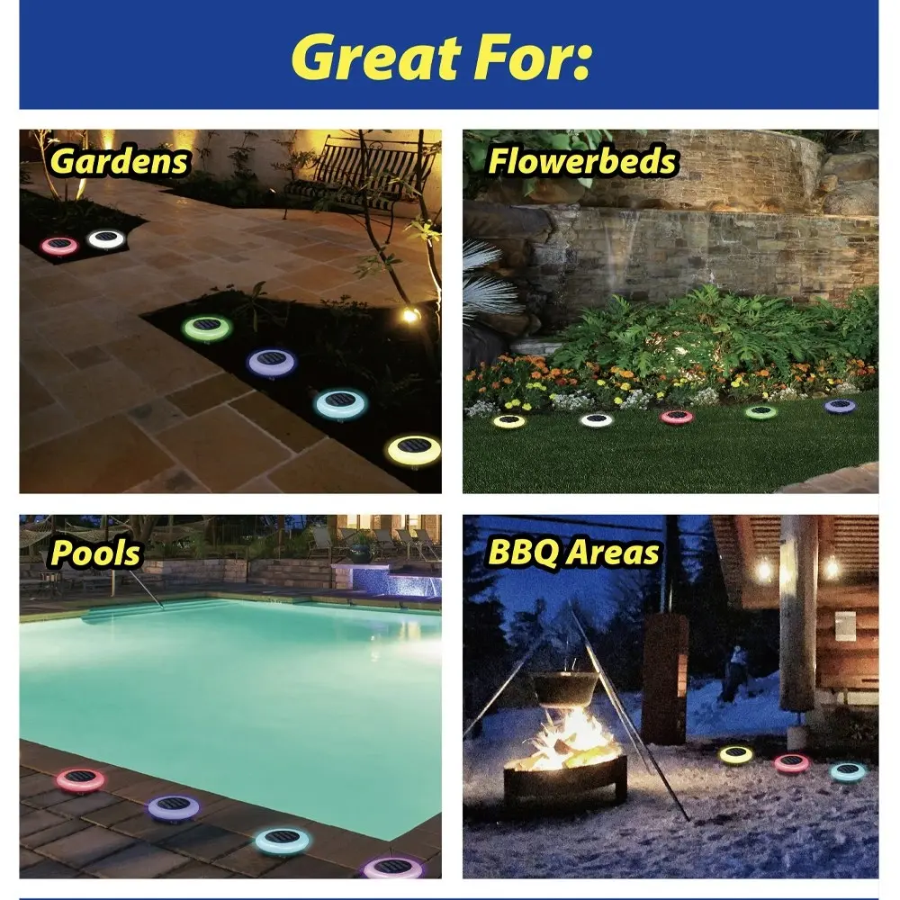 2pc 25th Hour Colour Change Solar Pathway/Pool/Garden Lights Outdoor/Waterproof