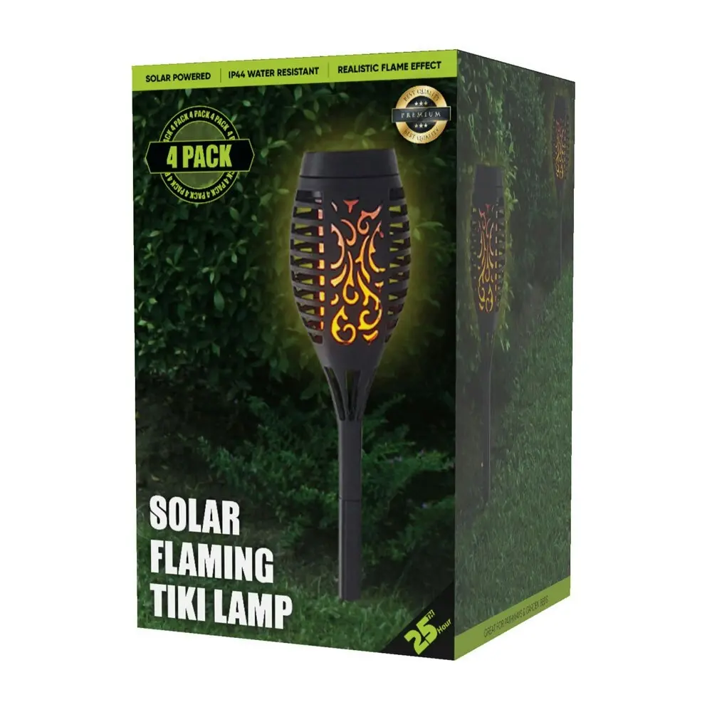 4pc 25th Hour 51cm Solar Flaming Tiki Lamp/Light/Torch Outdoor/Patio/Garden