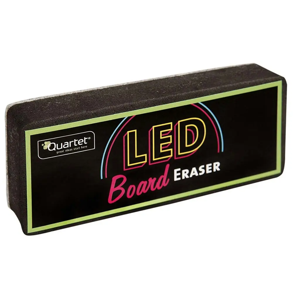 2PK Quartet LED Board Eraser Office Supply f/ Whiteboard/Writing/Chalk Board BLK