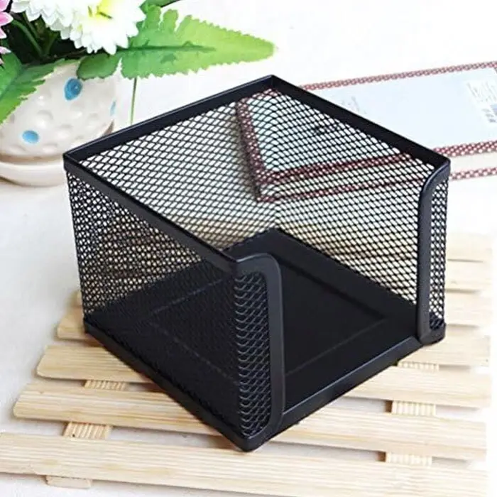 Esselte Home/Work Metal Mesh Memo/Notes Cube Holder Stationery Desk Organiser BK