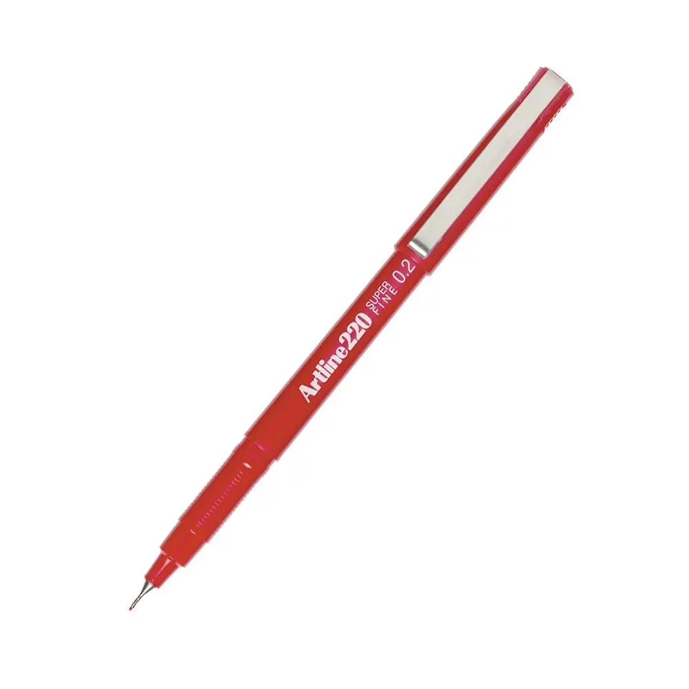 2pc Artline Fineline 220 Super Fine 0.2mm Line School Drawing Writing Pen Red