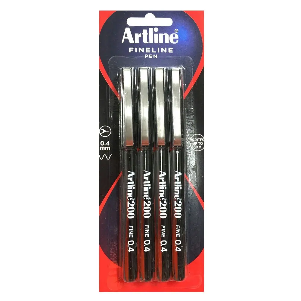 8pc Artline 220 Fine 0.4mm Line Work/School Fineline Drawing Writing Pen Black