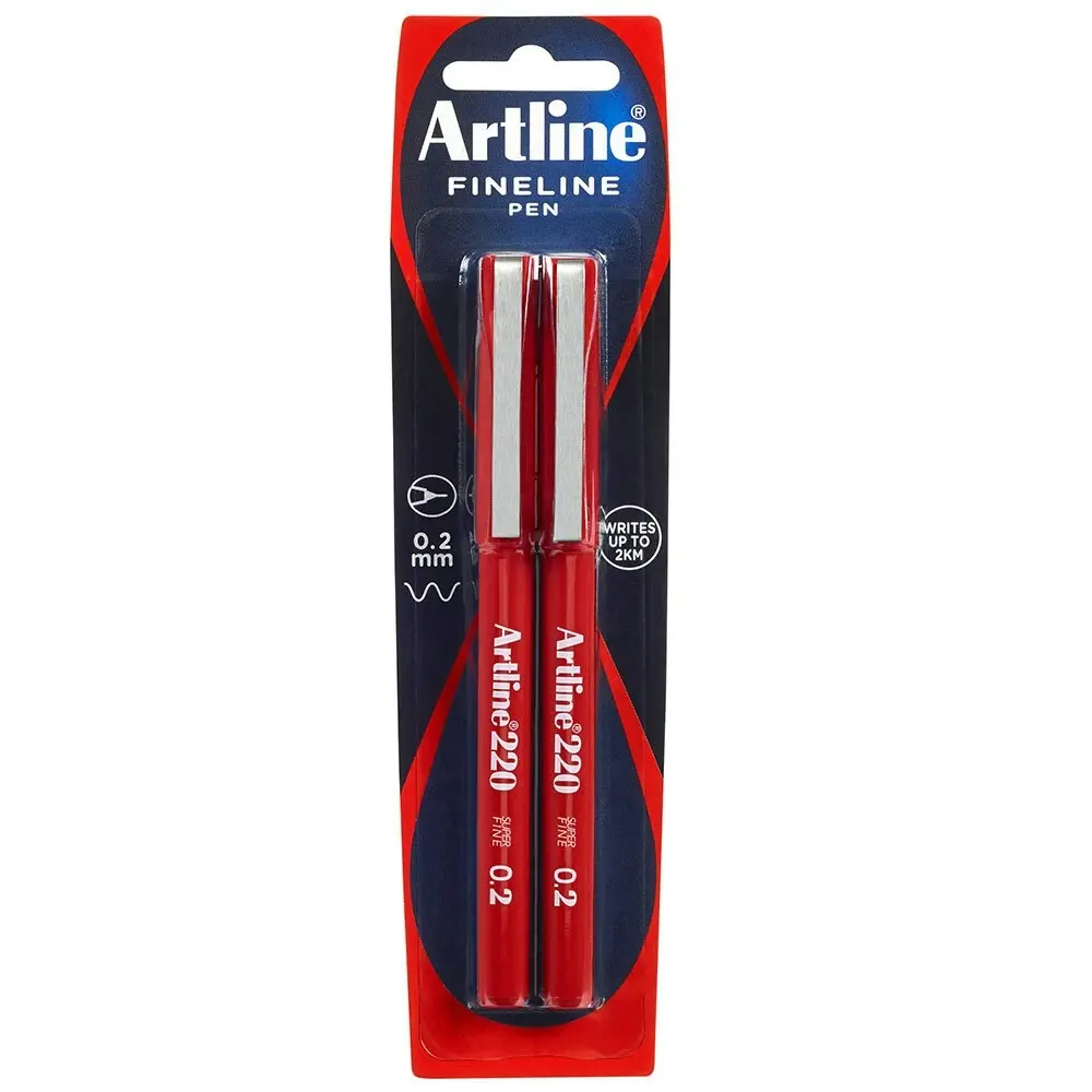 4pc Artline Fineline 220 Super Fine 0.2mm Line School Drawing Writing Pen Red