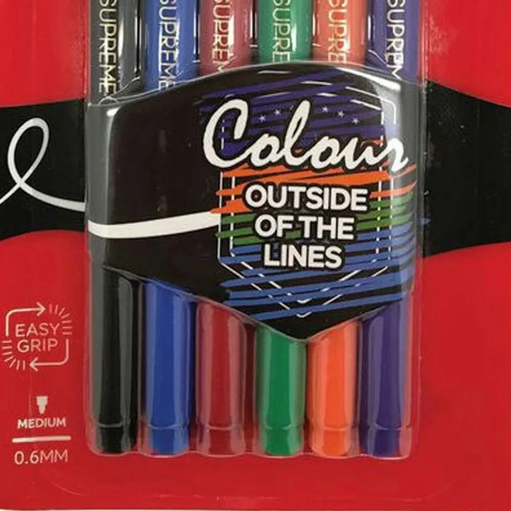 6pc Artline Supreme 0.6mm Colouring Pens School/Office Writing Assorted Colours