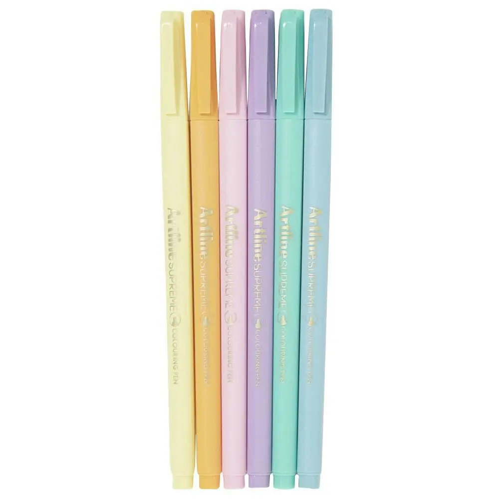 6pc Artline Supreme 0.6mm Fine Point Pens Art/Crafts Pen Assorted Pastel Colours