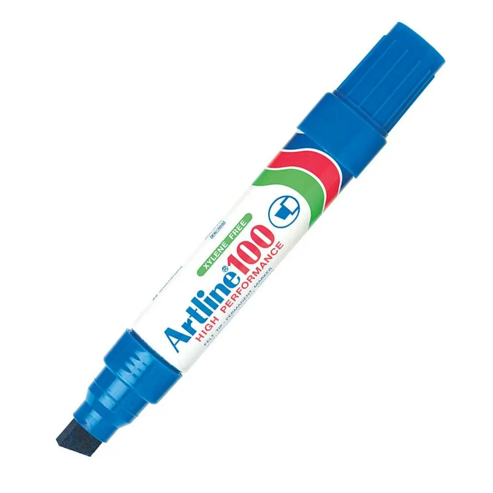 Artline 100 Jumbo Permanent Chisel Whiteboard Writing 7.5-12mm Marker Pen Blue