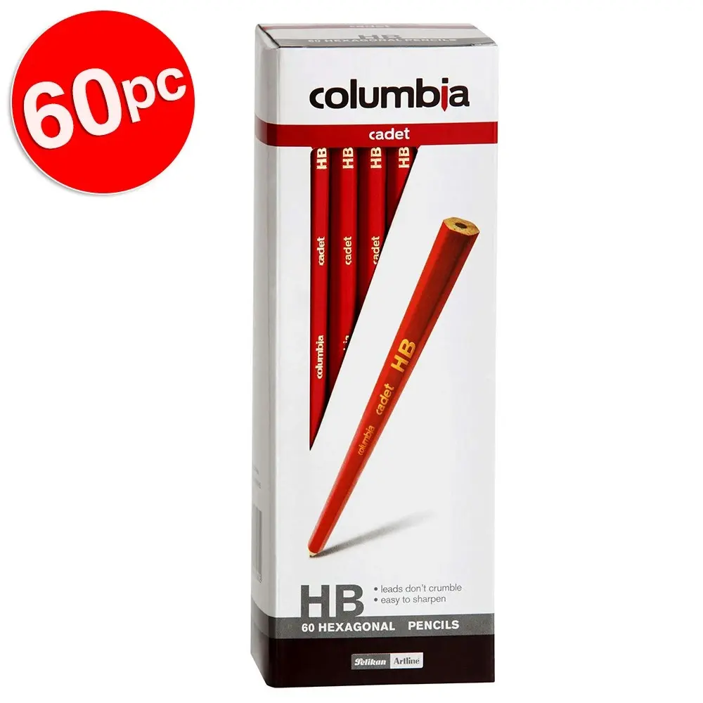 60pc Columbia Kids/Adults Cadet Range HB Drawing/Sketching Hexagonal Pencils