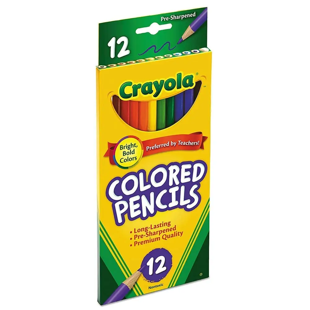 2x 12PK Crayola Full Sized Coloured Pencils Drawing Colouring Art/Craft Kids 3y+