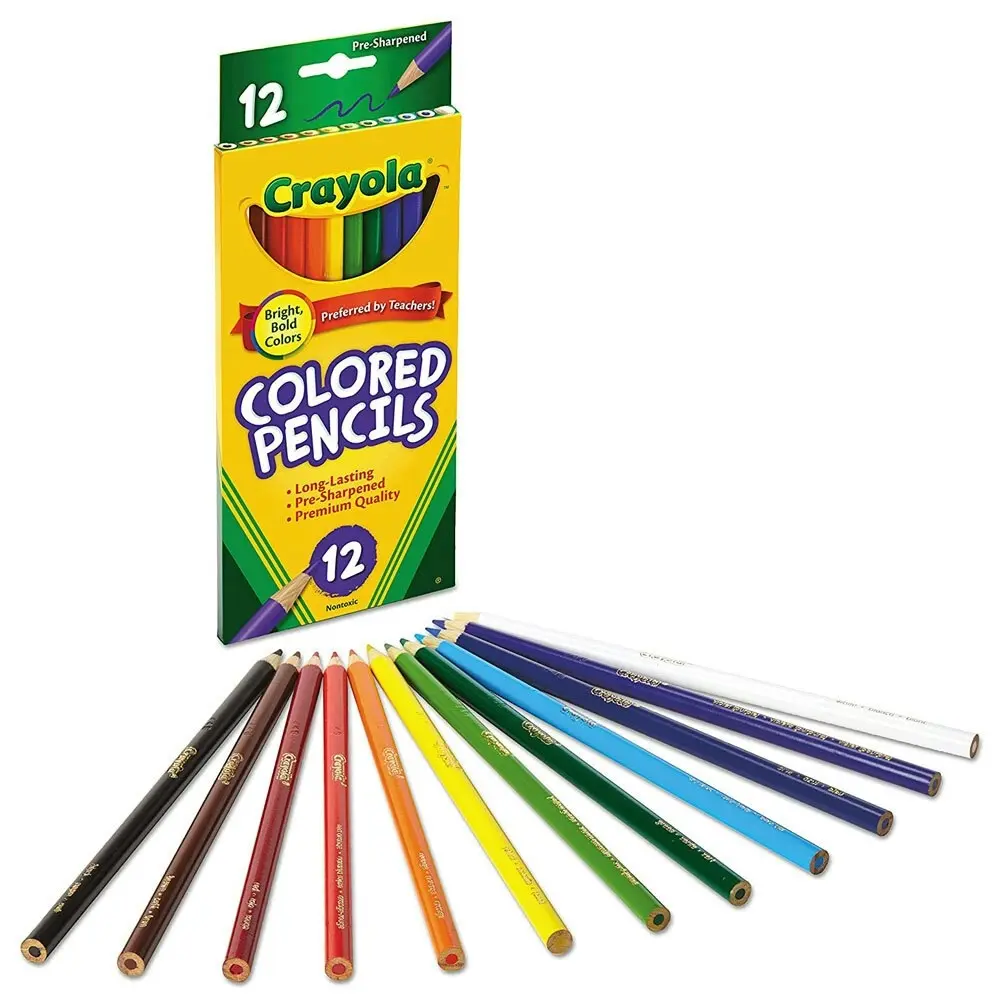 2x 12PK Crayola Full Sized Coloured Pencils Drawing Colouring Art/Craft Kids 3y+