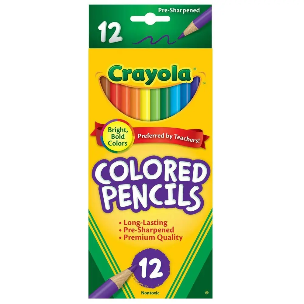 2x 12PK Crayola Full Sized Coloured Pencils Drawing Colouring Art/Craft Kids 3y+