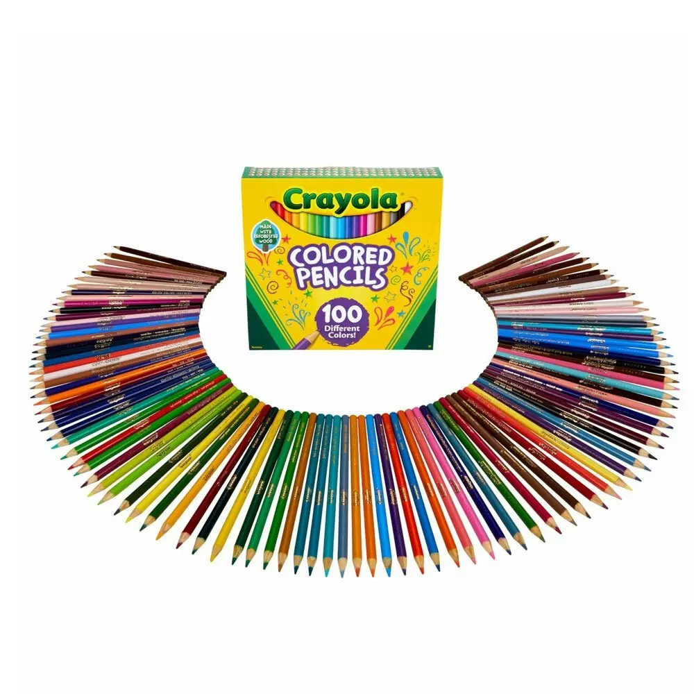 100pc Crayola Coloured Pencil Colouring Non Toxic Crayons Drawing Arts Kids 3y+