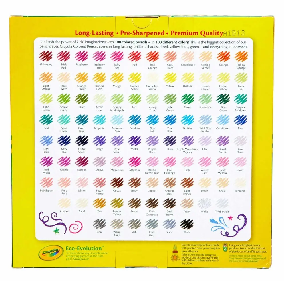 100pc Crayola Coloured Pencil Colouring Non Toxic Crayons Drawing Arts Kids 3y+